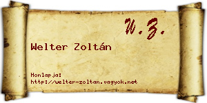 Welter Zoltán névjegykártya